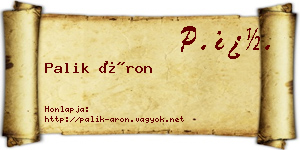 Palik Áron névjegykártya